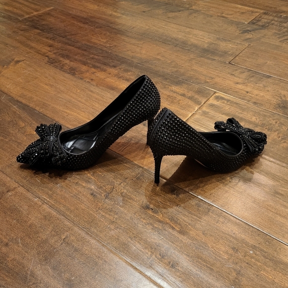 Size 6.5 Kurt Geiger Black Belgravia Crystal Bow Heels - Picture 6 of 13